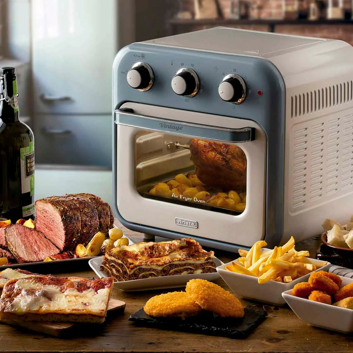 Air Fryer Oven Ariete Vintage 4632 Azul – 16L, 1200W, 2 em 1