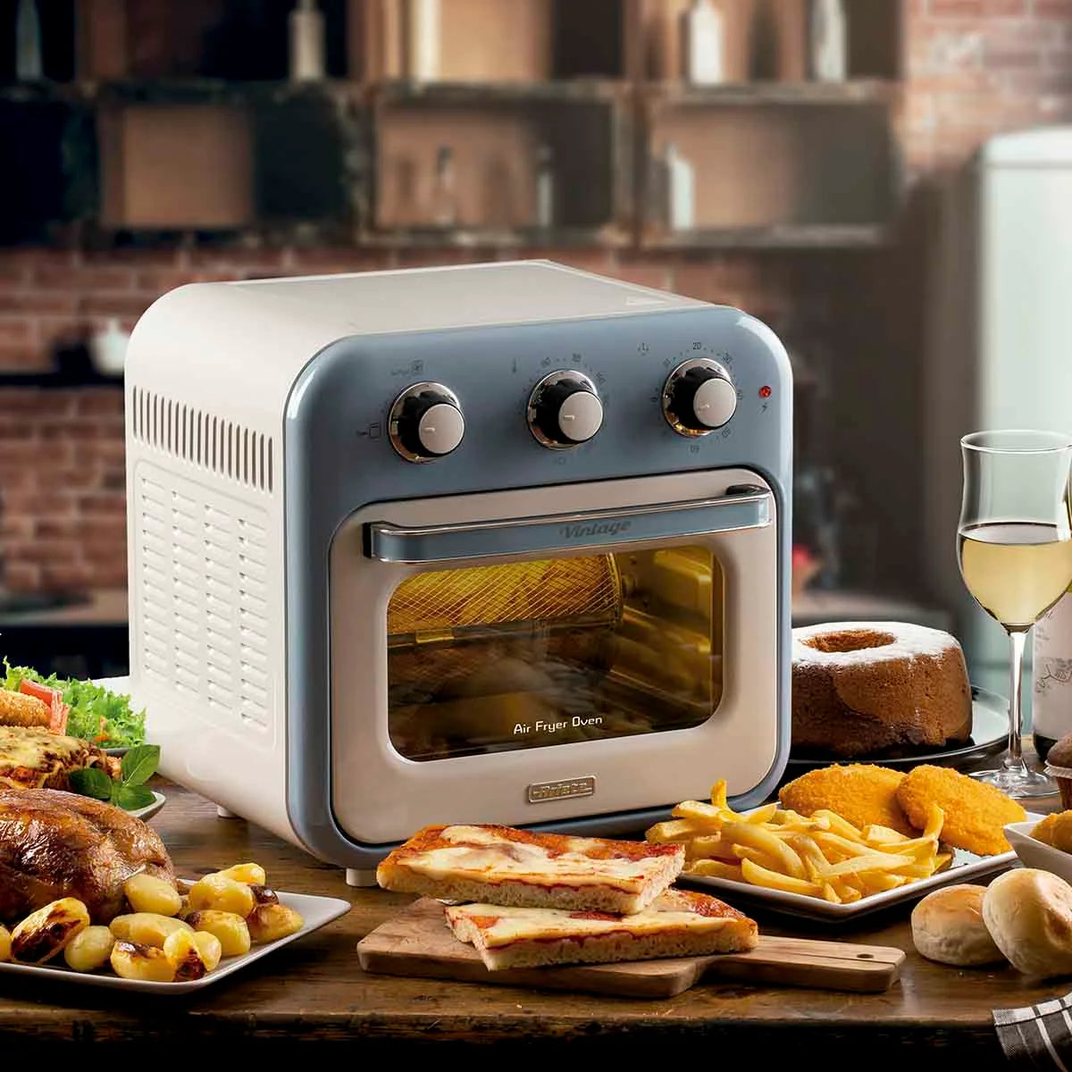 Air Fryer Oven Ariete Vintage 4632 Azul – 16L, 1200W, 2 em 1